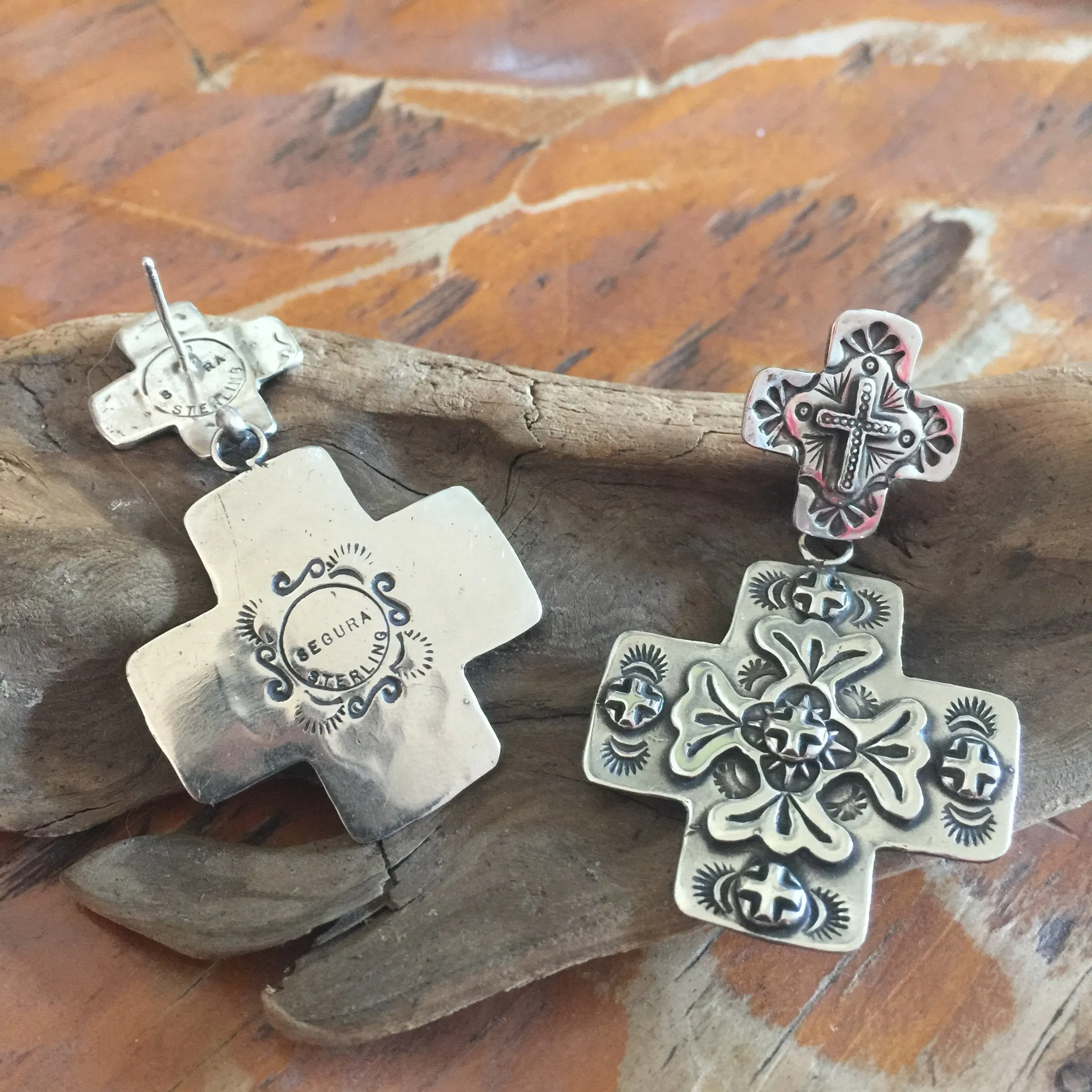 E118 Gods Country Double Cross Earrings