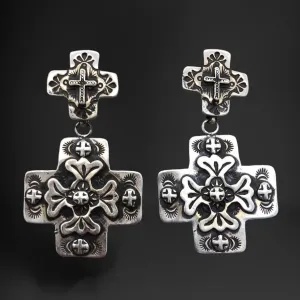 E118 Gods Country Double Cross Earrings