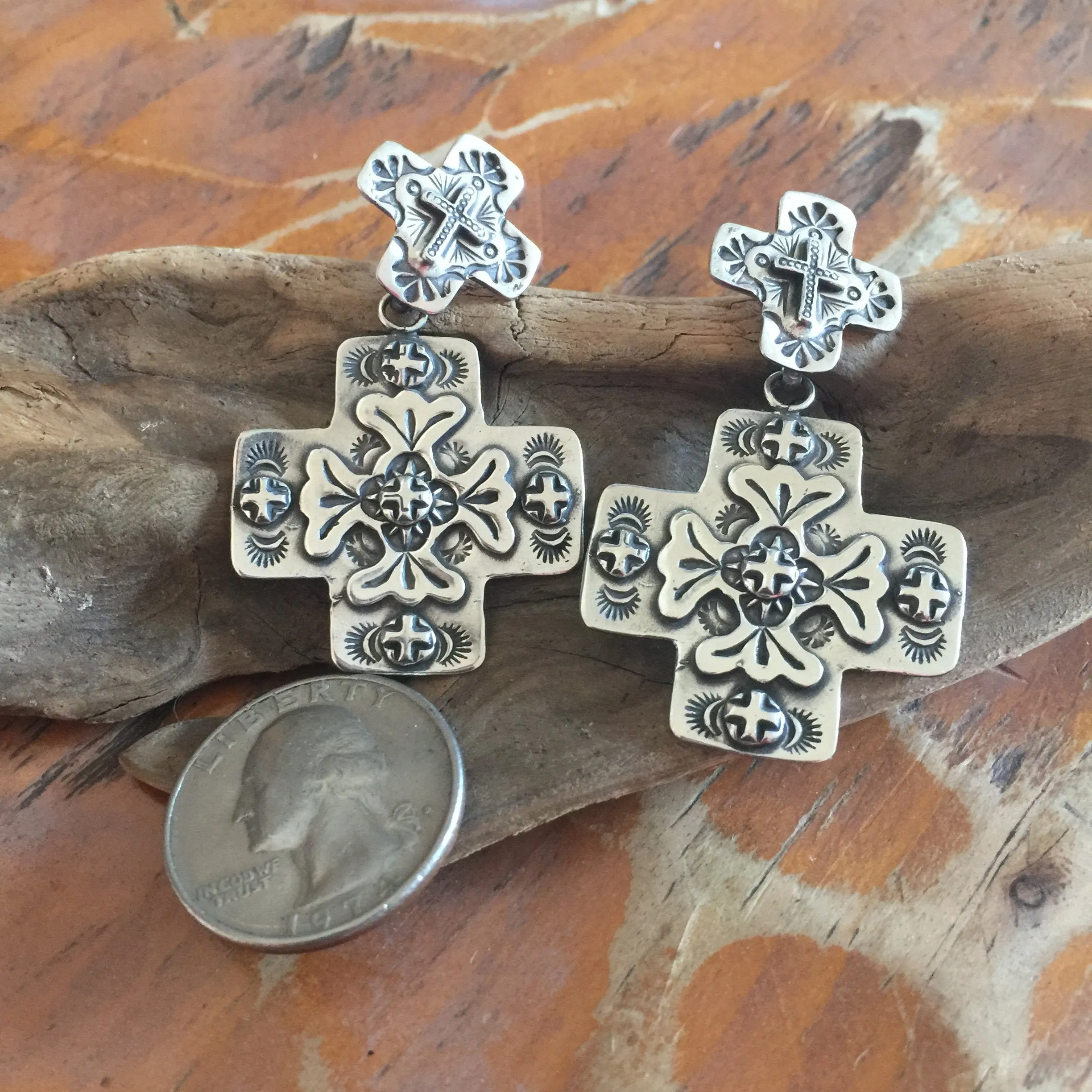 E118 Gods Country Double Cross Earrings