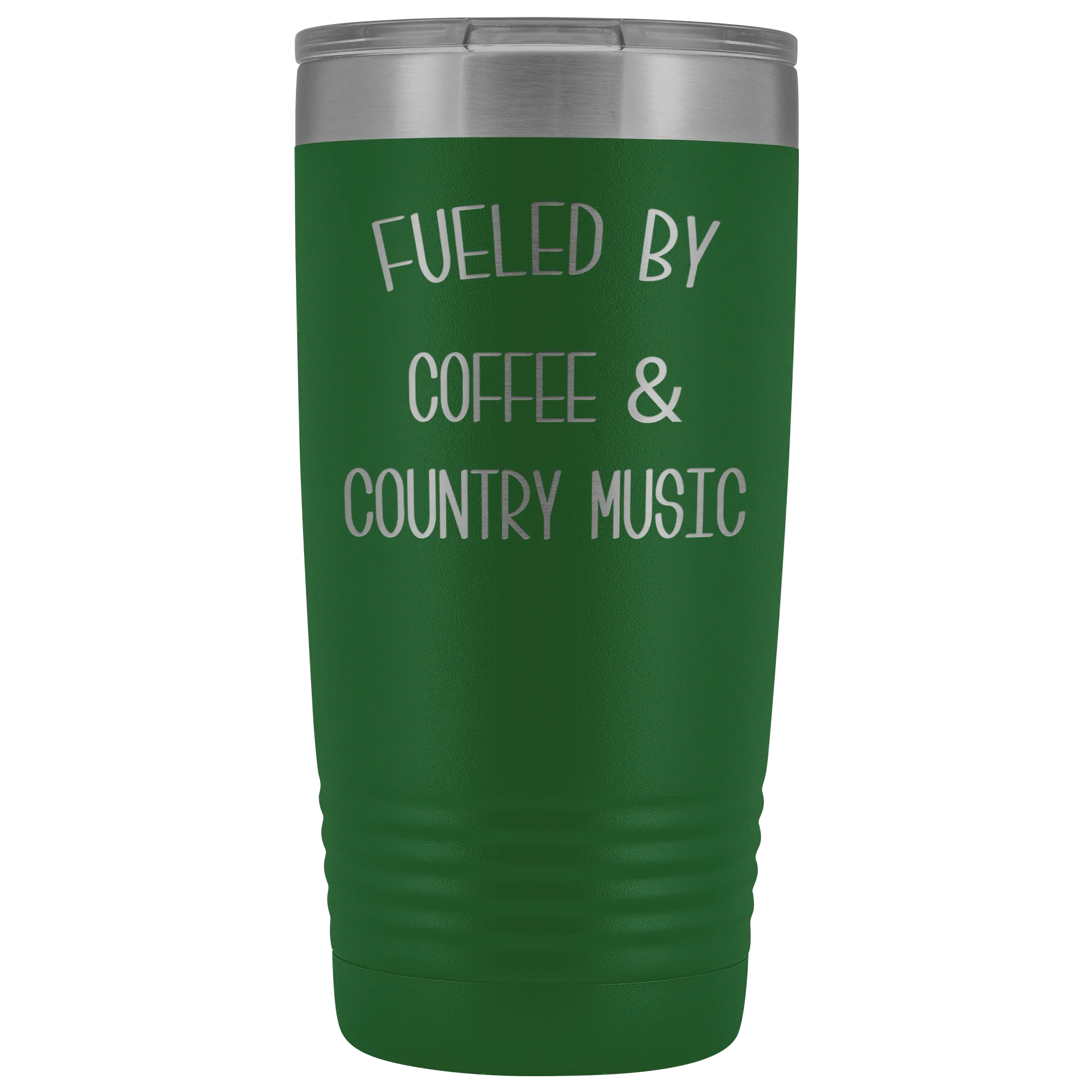 Fueled By Coffee & Country Music Tumbler Insulated Travel Coffee Cup Cute Country Western Fan Gift for Men Women Nashville Mug BPA Free 20oz
