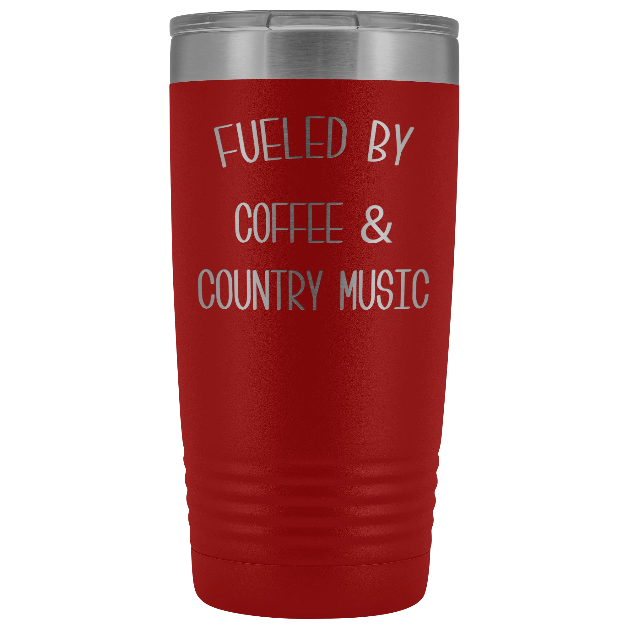 Fueled By Coffee & Country Music Tumbler Insulated Travel Coffee Cup Cute Country Western Fan Gift for Men Women Nashville Mug BPA Free 20oz
