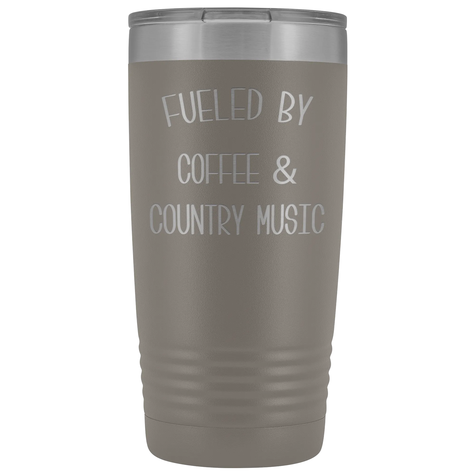 Fueled By Coffee & Country Music Tumbler Insulated Travel Coffee Cup Cute Country Western Fan Gift for Men Women Nashville Mug BPA Free 20oz
