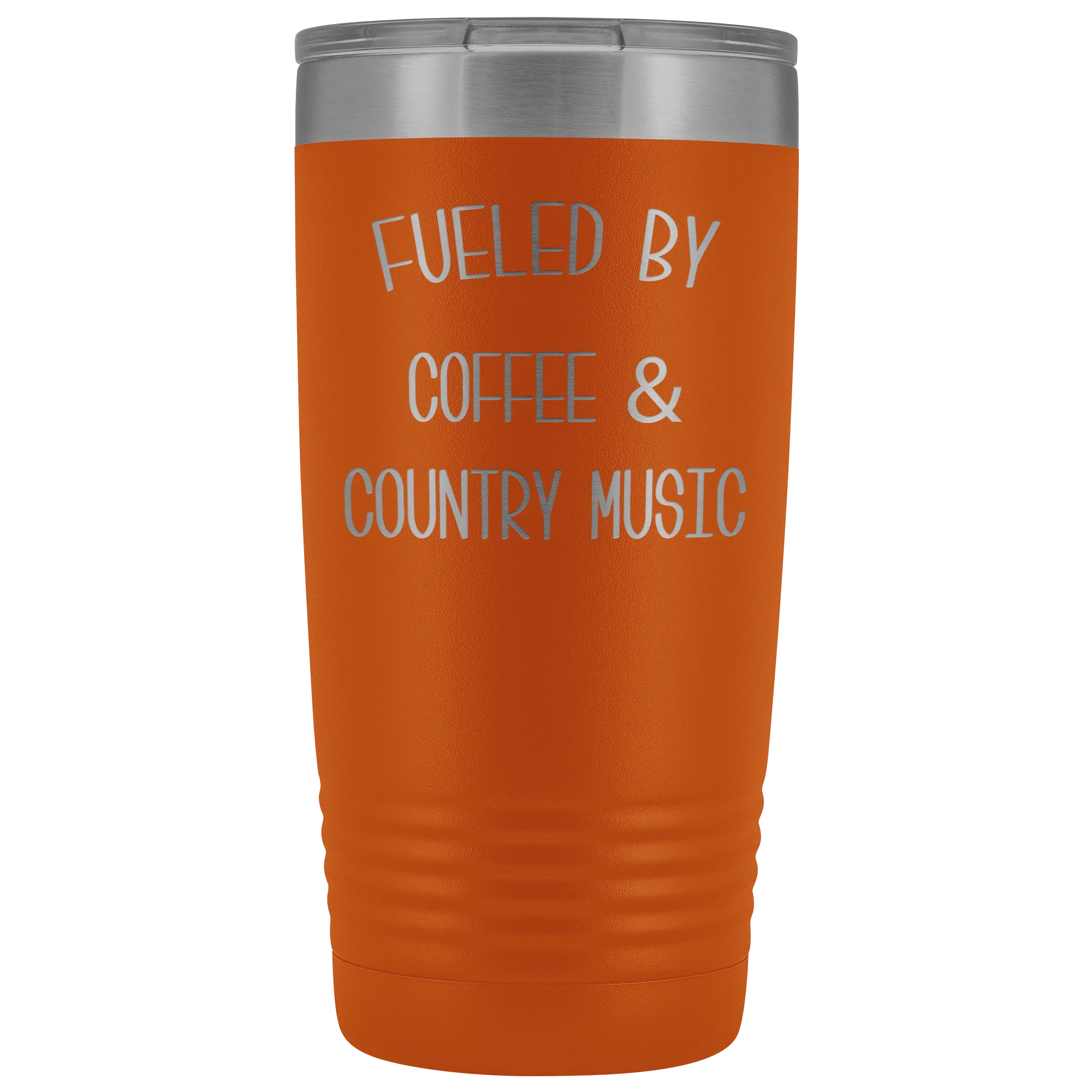 Fueled By Coffee & Country Music Tumbler Insulated Travel Coffee Cup Cute Country Western Fan Gift for Men Women Nashville Mug BPA Free 20oz