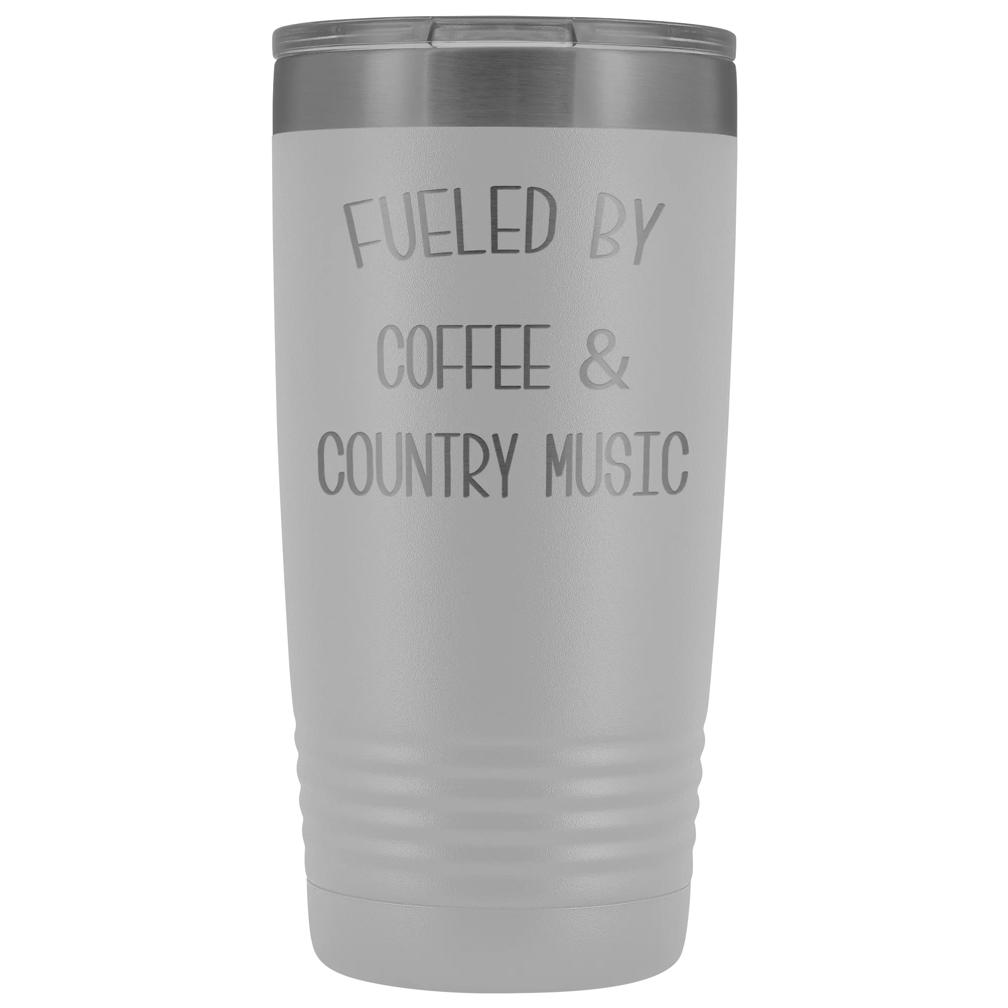 Fueled By Coffee & Country Music Tumbler Insulated Travel Coffee Cup Cute Country Western Fan Gift for Men Women Nashville Mug BPA Free 20oz