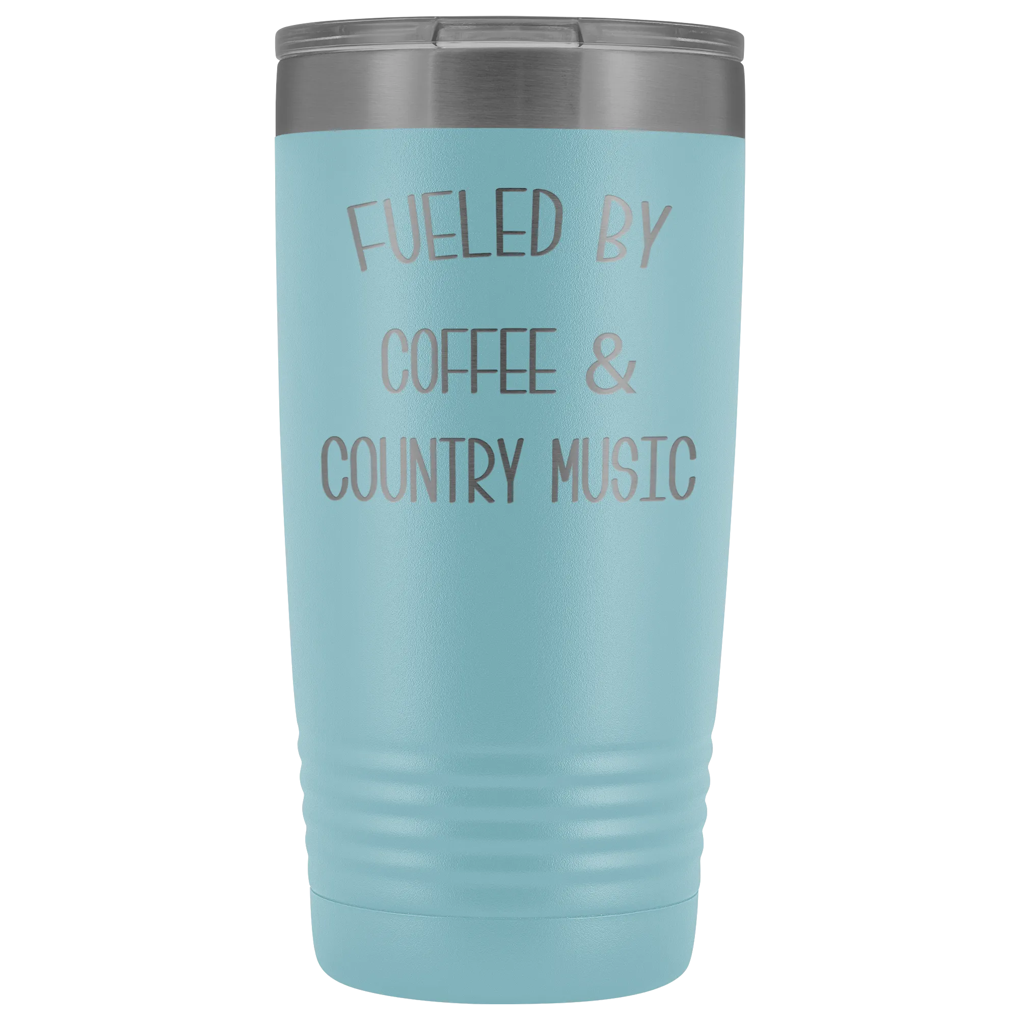 Fueled By Coffee & Country Music Tumbler Insulated Travel Coffee Cup Cute Country Western Fan Gift for Men Women Nashville Mug BPA Free 20oz