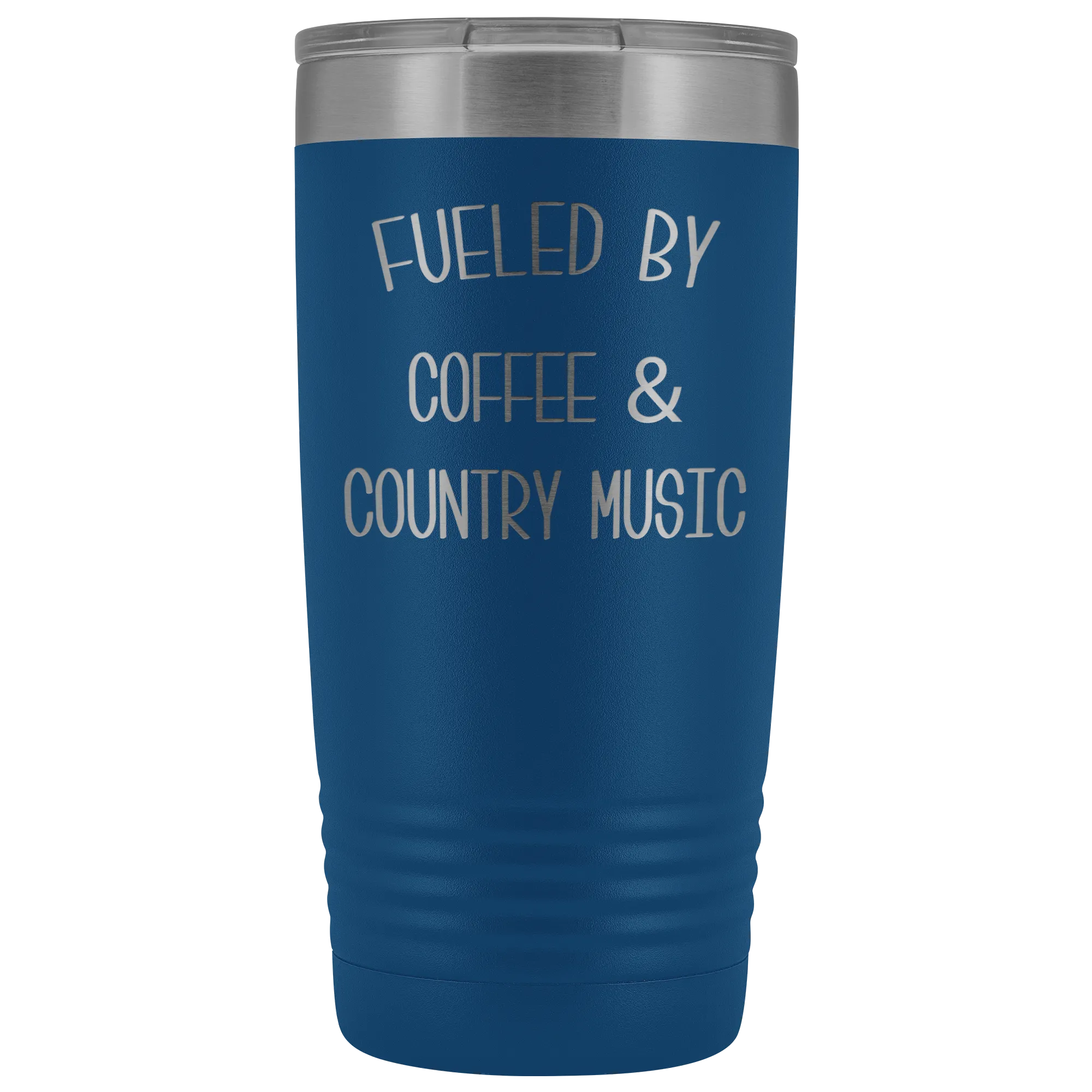 Fueled By Coffee & Country Music Tumbler Insulated Travel Coffee Cup Cute Country Western Fan Gift for Men Women Nashville Mug BPA Free 20oz
