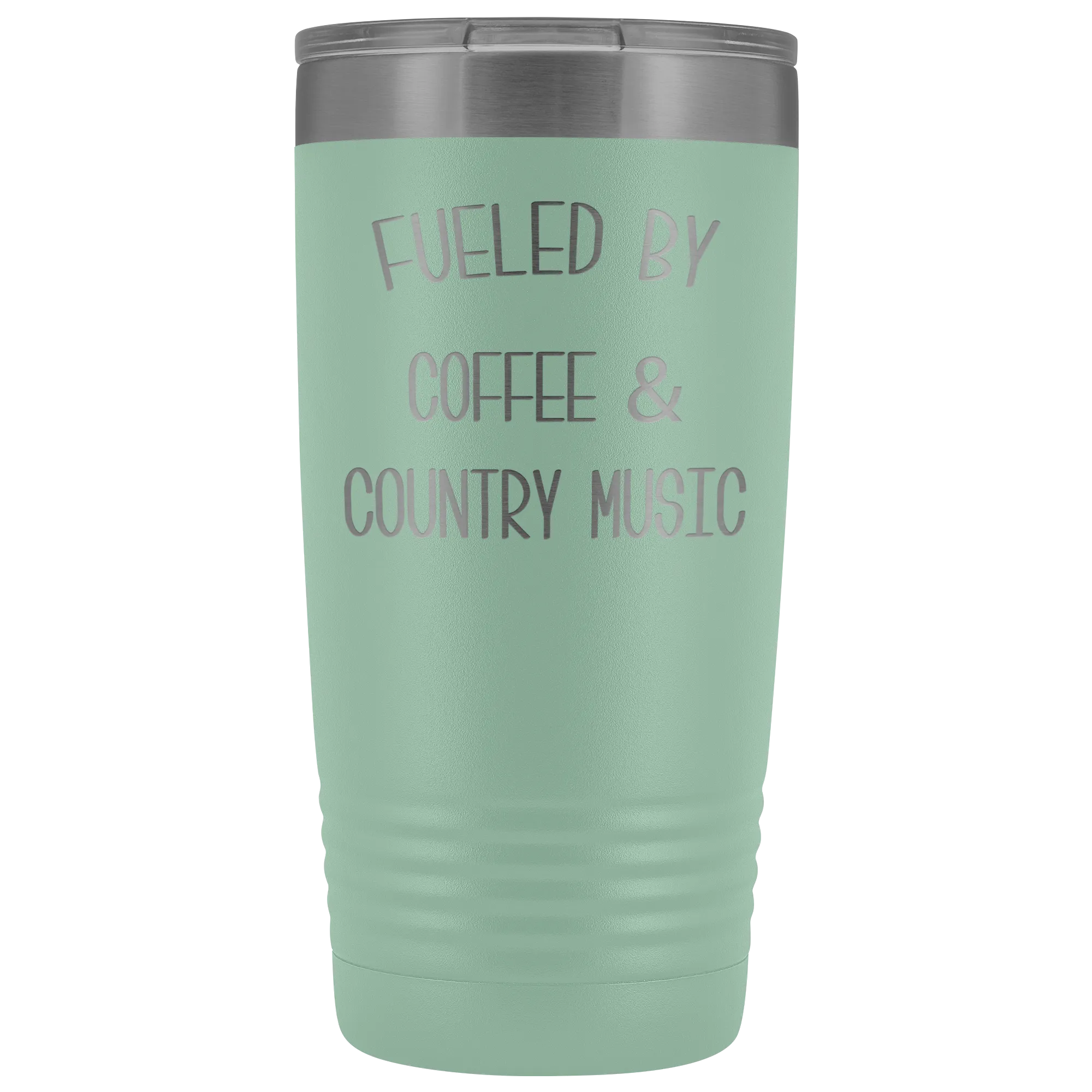 Fueled By Coffee & Country Music Tumbler Insulated Travel Coffee Cup Cute Country Western Fan Gift for Men Women Nashville Mug BPA Free 20oz
