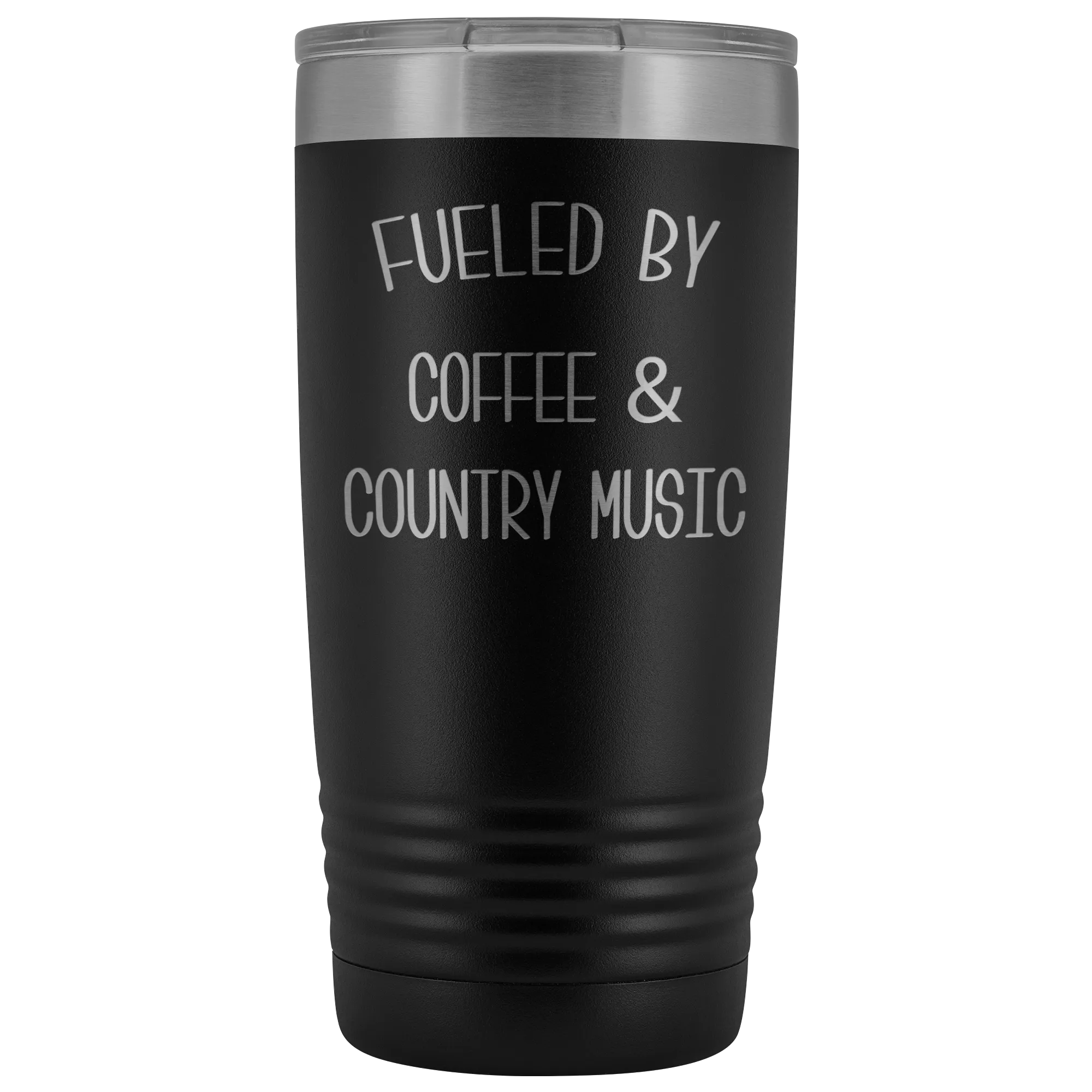 Fueled By Coffee & Country Music Tumbler Insulated Travel Coffee Cup Cute Country Western Fan Gift for Men Women Nashville Mug BPA Free 20oz
