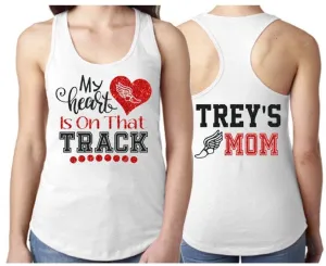 Glitter Track Tank Top | Glitter My Heart is on that Track | Track Mom Tank Top | Track & Field Tank Top | Racerback | Track Spirit Wear