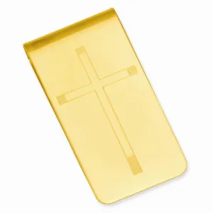 Gold Plated Cross Engravable Money Clip