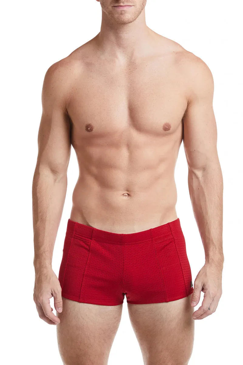 Green - LANDON Athletic Mesh Square Cut Swim Brief