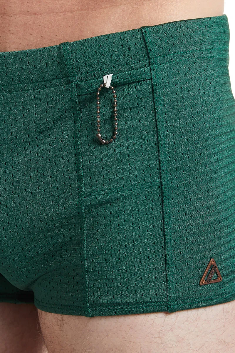 Green - LANDON Athletic Mesh Square Cut Swim Brief