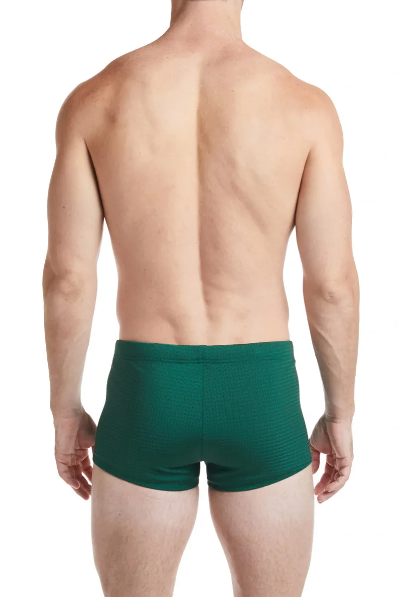 Green - LANDON Athletic Mesh Square Cut Swim Brief