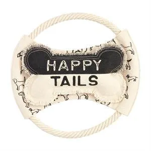 Happy Tails Canvas Frisbee & Bone Dog Toy Set