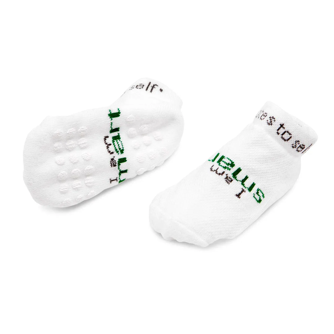 I am smart white toddler socks (1-2 yrs) with grips