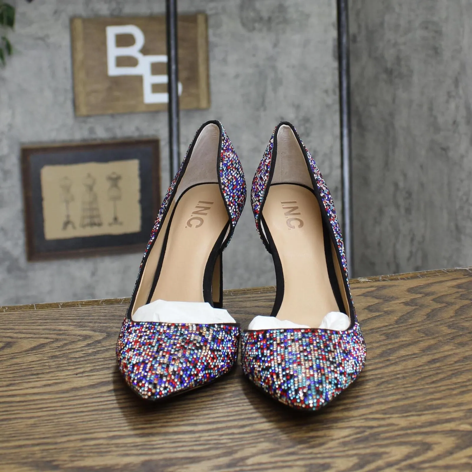 INC International Concepts Kenjay d'Orsay Pumps Shoes Multi Pixel Blue 7.5M