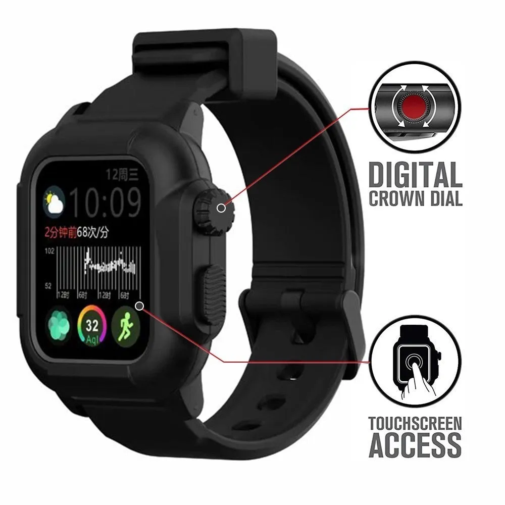 IP68 Waterproof Apple Watch Silicone Case & Strap