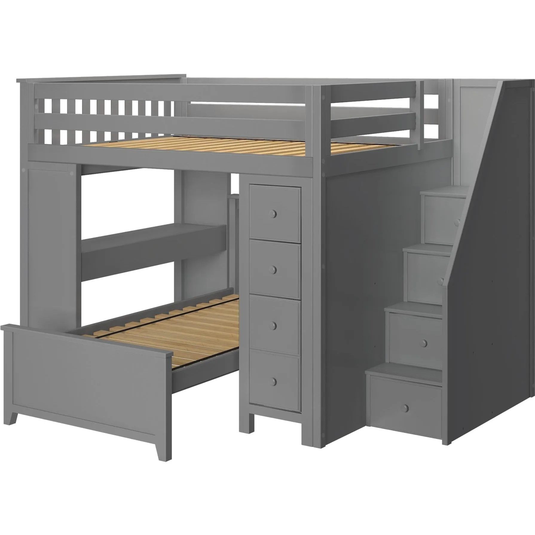 Jackpot Deluxe Buxton Full over Twin L-Shape Bunk with Staircase   Desk   Storage