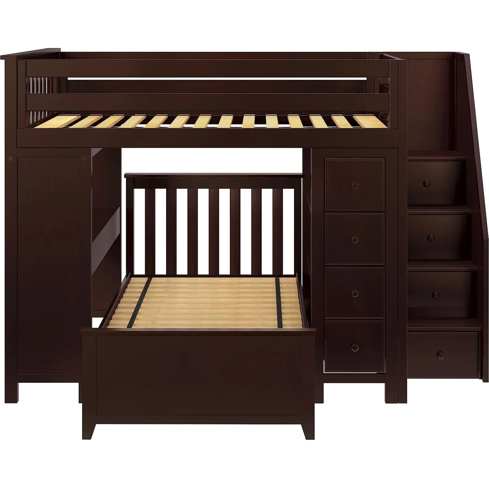 Jackpot Deluxe Buxton Full over Twin L-Shape Bunk with Staircase   Desk   Storage