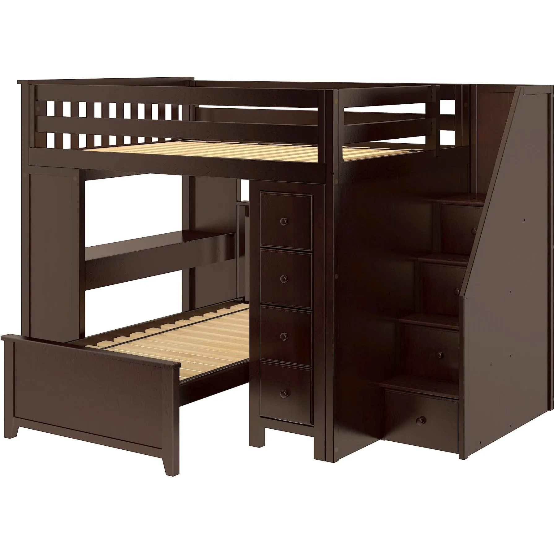 Jackpot Deluxe Buxton Full over Twin L-Shape Bunk with Staircase   Desk   Storage