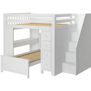 Jackpot Deluxe Buxton Full over Twin L-Shape Bunk with Staircase   Desk   Storage
