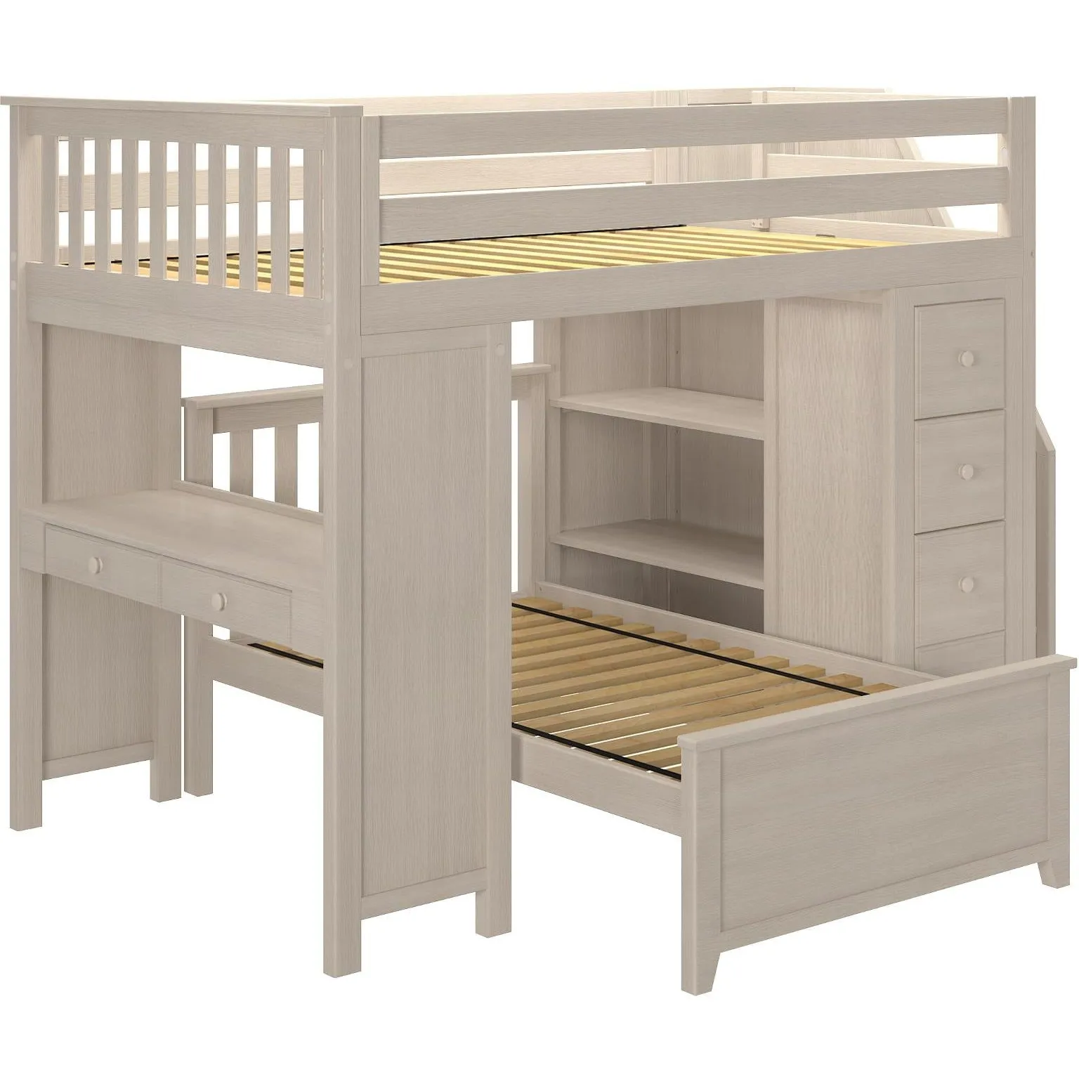Jackpot Deluxe Buxton Full over Twin L-Shape Bunk with Staircase   Desk   Storage