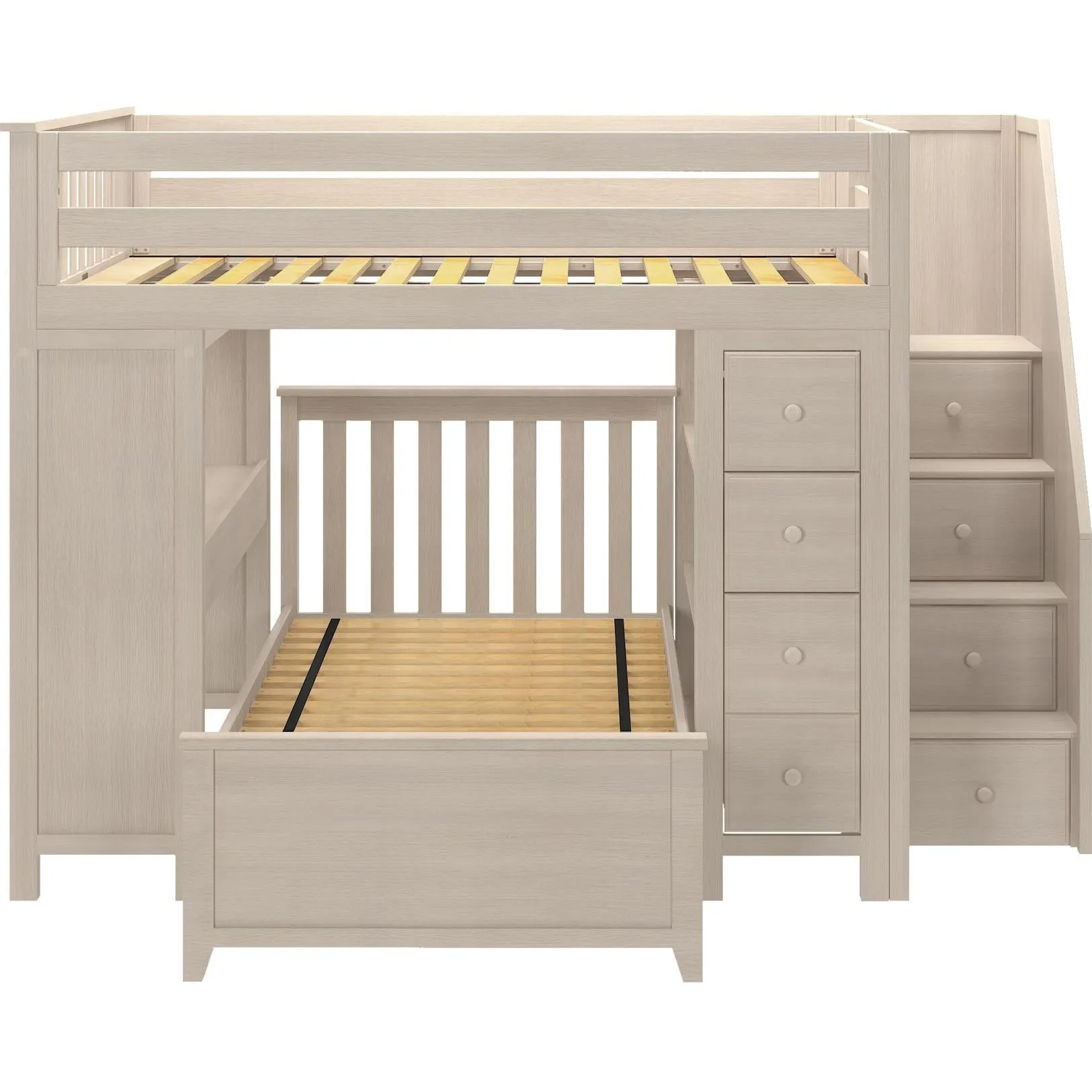 Jackpot Deluxe Buxton Full over Twin L-Shape Bunk with Staircase   Desk   Storage
