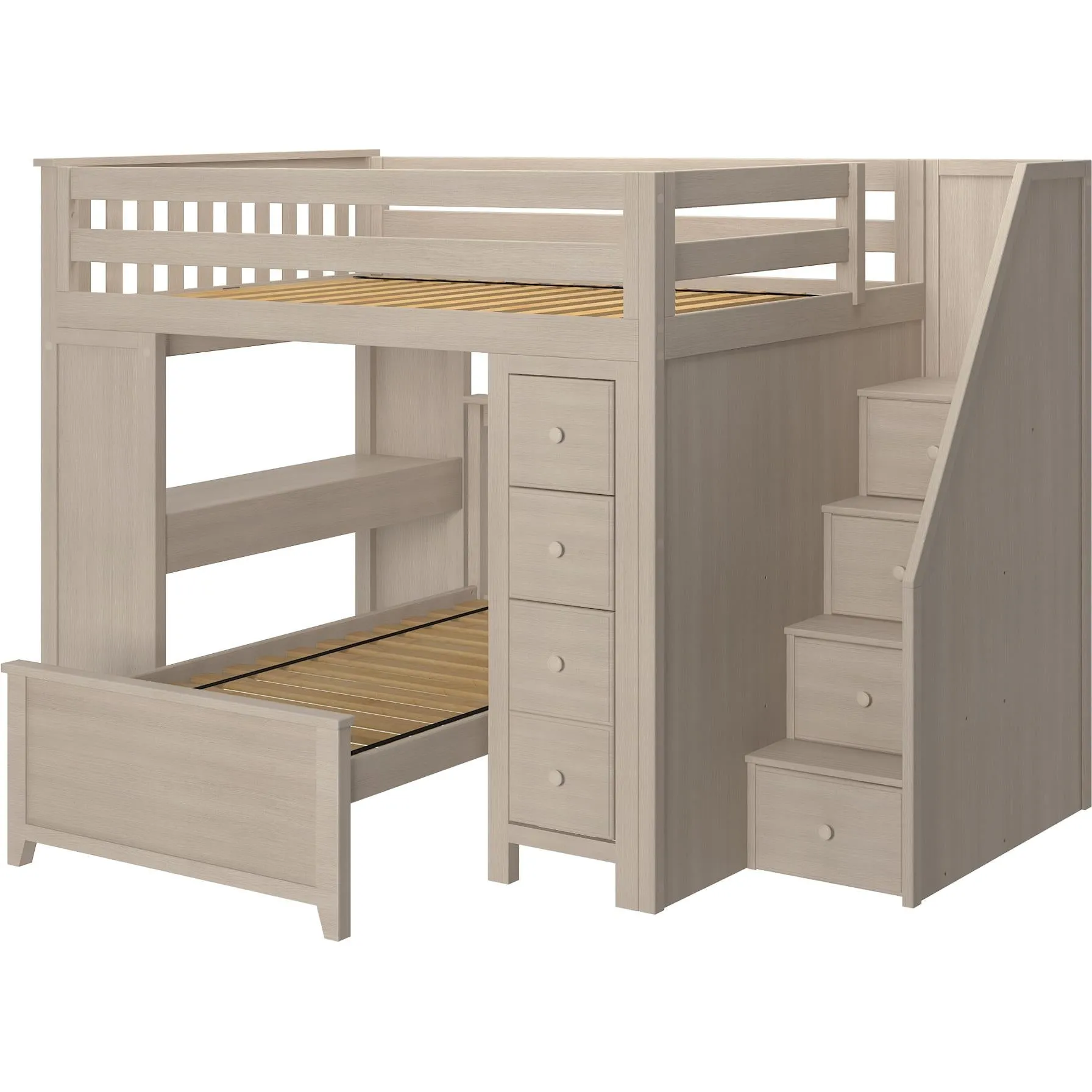 Jackpot Deluxe Buxton Full over Twin L-Shape Bunk with Staircase   Desk   Storage