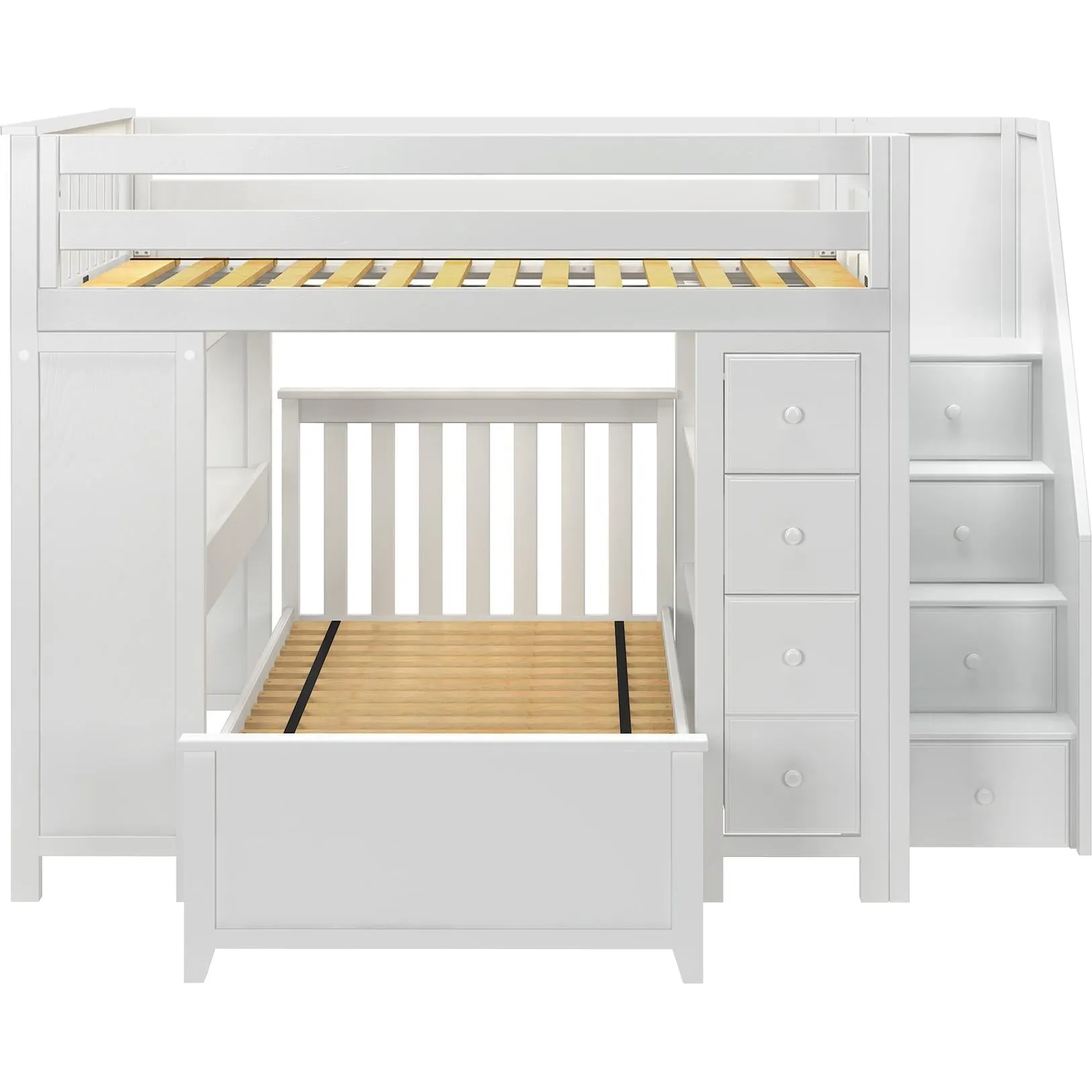 Jackpot Deluxe Buxton Full over Twin L-Shape Bunk with Staircase   Desk   Storage