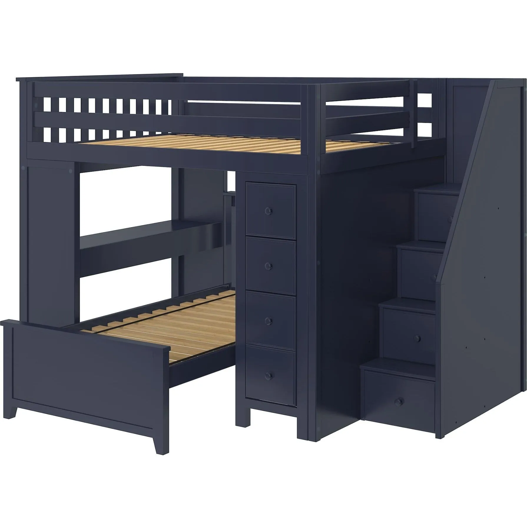 Jackpot Deluxe Buxton Full over Twin L-Shape Bunk with Staircase   Desk   Storage