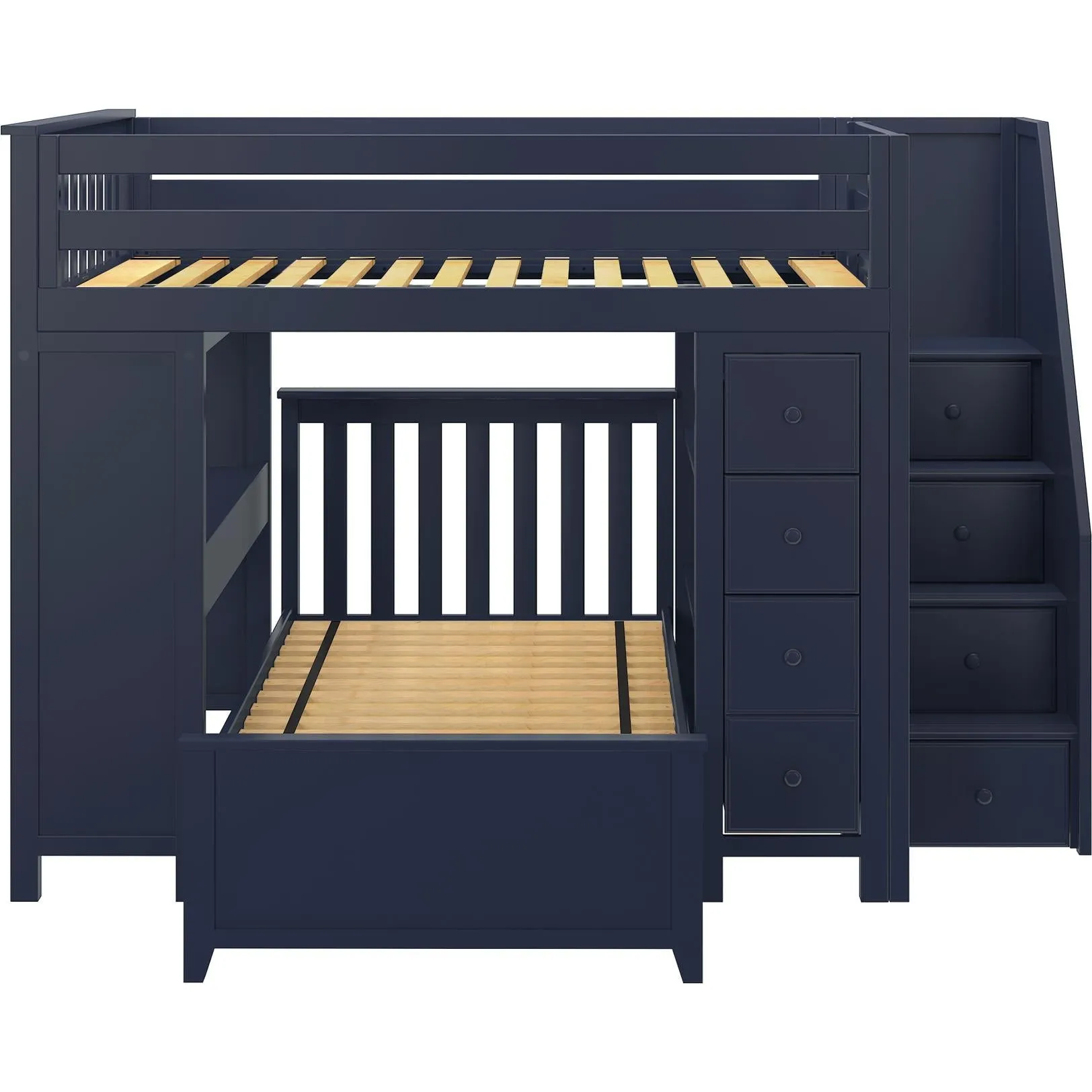 Jackpot Deluxe Buxton Full over Twin L-Shape Bunk with Staircase   Desk   Storage