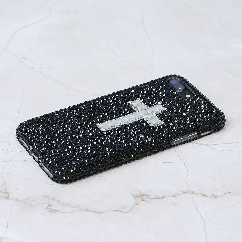 Jet Black Crystals with Clear Cross Design (style 903)