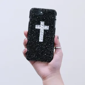 Jet Black Crystals with Clear Cross Design (style 903)