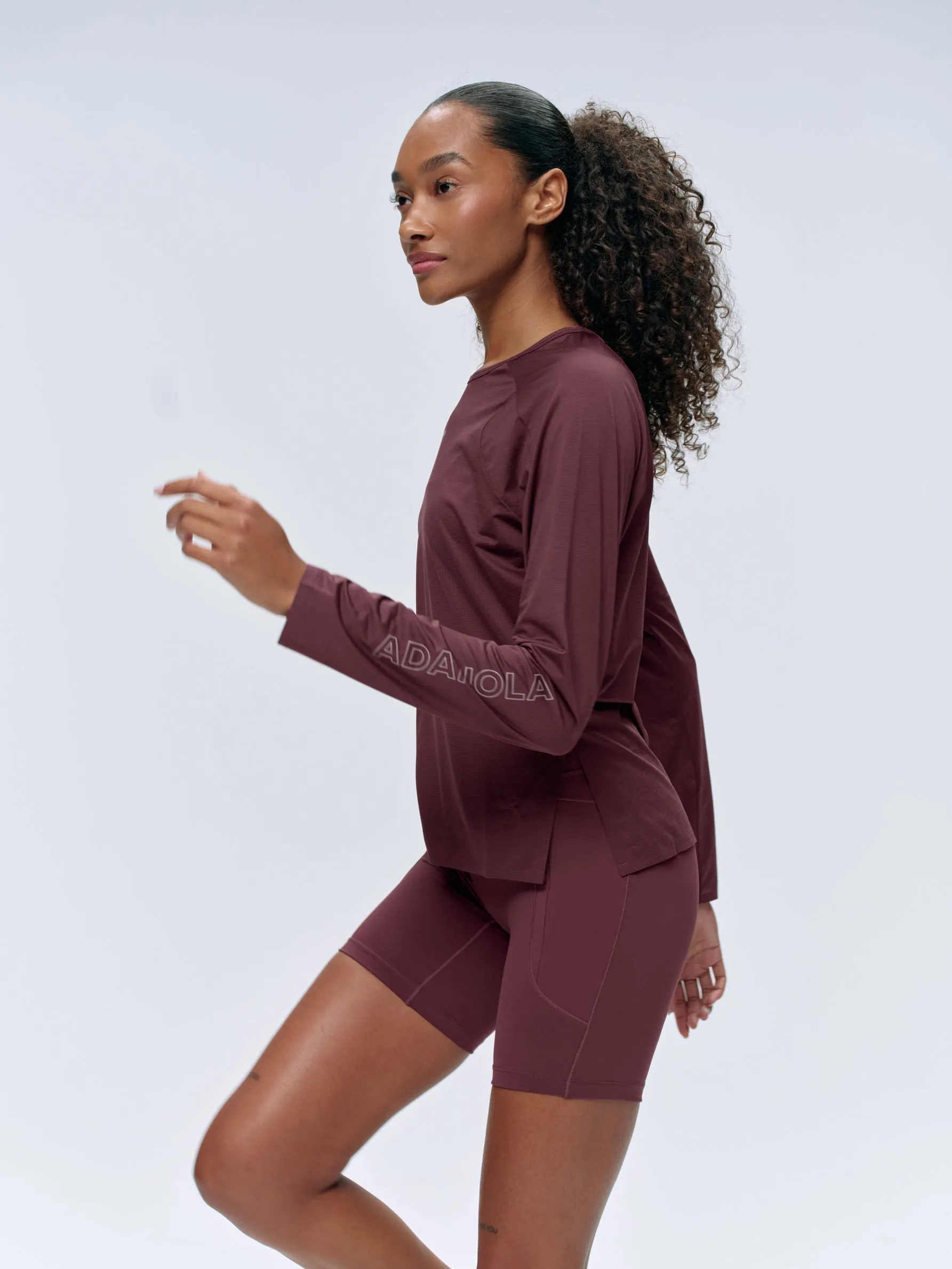Lightweight Running Long Sleeve T-Shirt - Burgundy