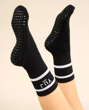 Lot de 2 paires de chaussettes antidérapantes unisexe blanches & noires
