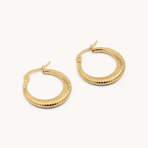 Maisie Ribbed Hoops, Gold