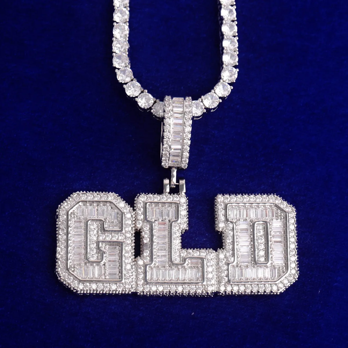 Men's 3D Athletic Letter Custom Name Necklace