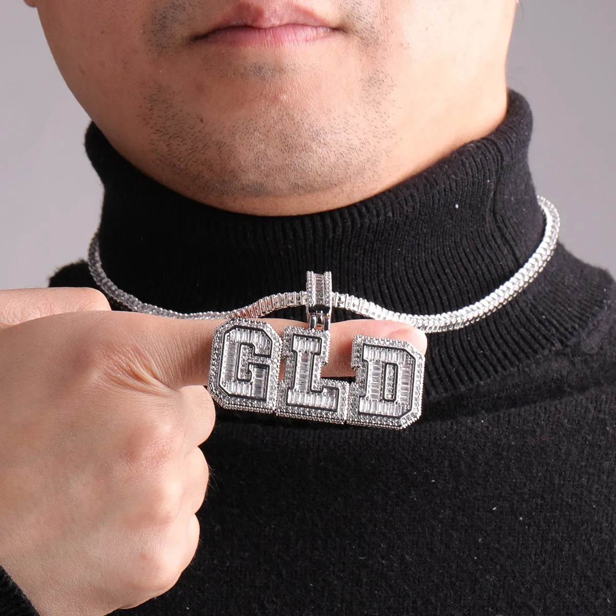 Men's 3D Athletic Letter Custom Name Necklace