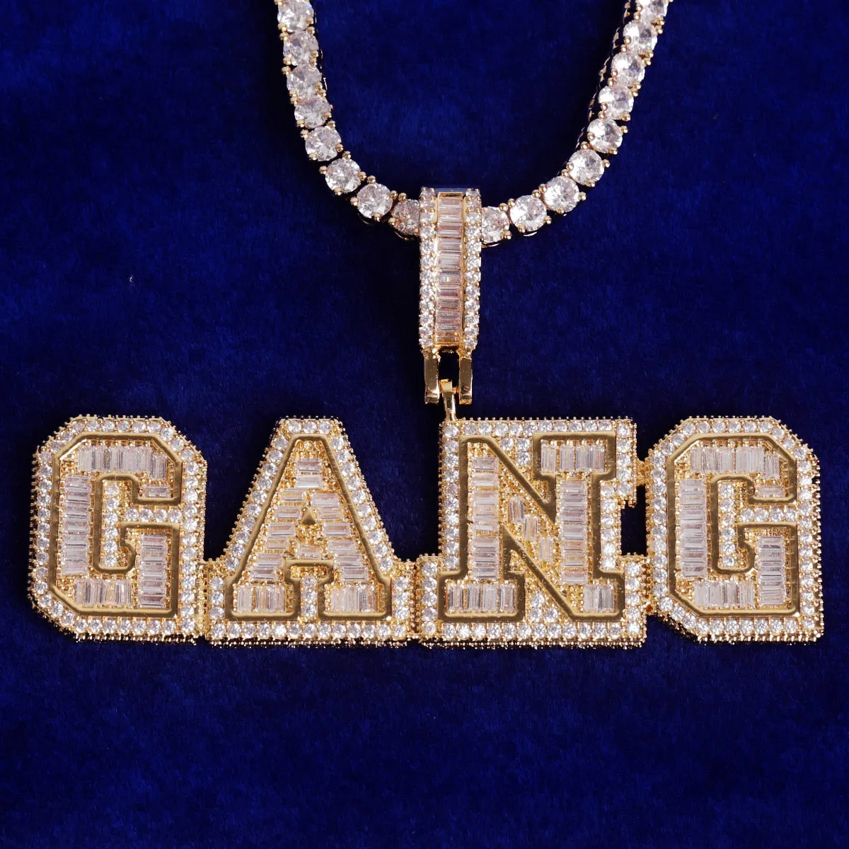 Men's 3D Athletic Letter Custom Name Necklace