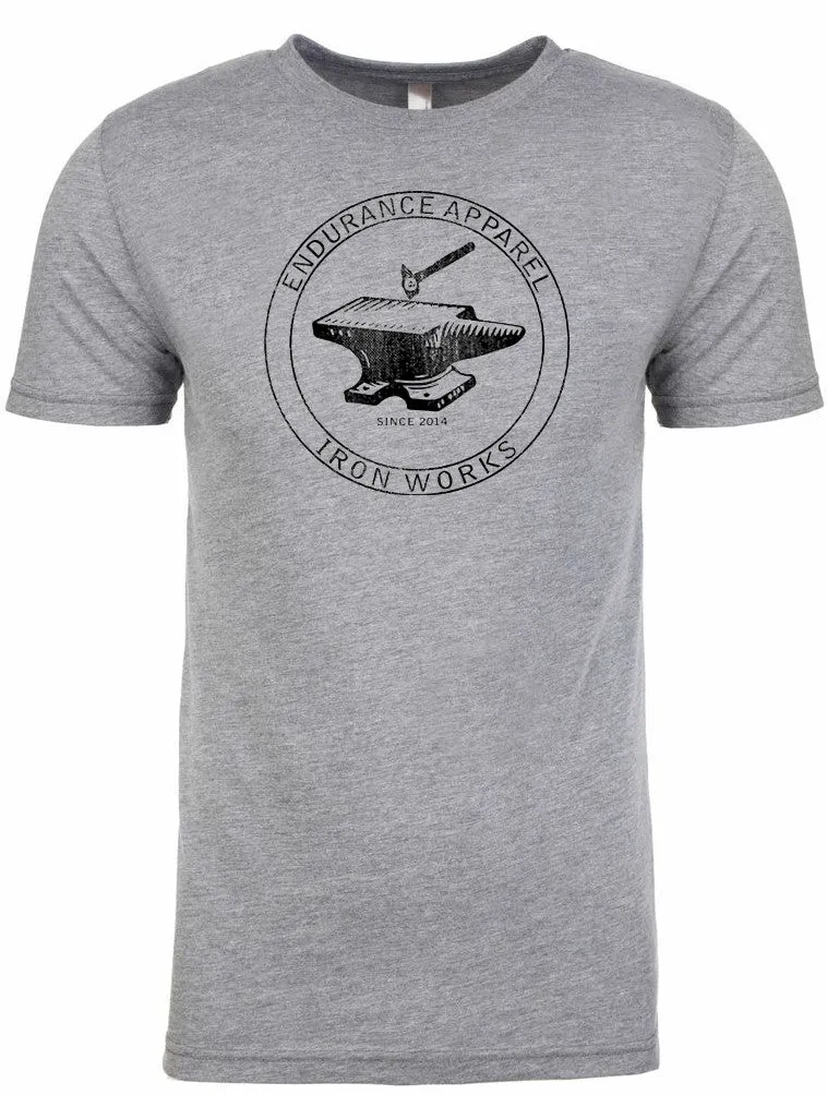 Men's short sleeve tshirt "Ironworks" black on gray by Endurance Apparel