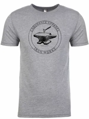 Men's short sleeve tshirt "Ironworks" black on gray by Endurance Apparel