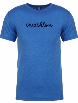 Men's short sleeve tshirt "triathlon" black on blue by Endurance Apparel