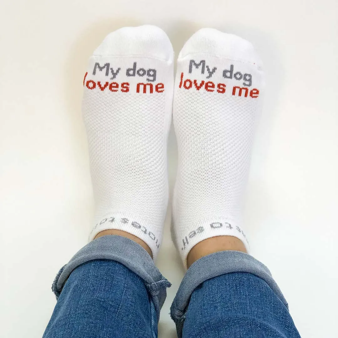 My dog loves me - dog lover™ white low-cut socks