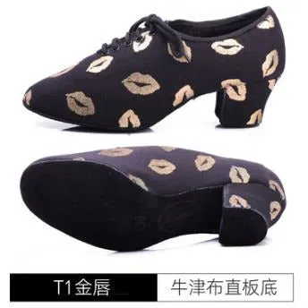 NEW Red lips Latin Dance Shoes Sneakers WOMEN SHOES Jazz Modern Shoe GIRL Non-slip Soft Sole  Heel 5 cmP BD T1-B Ballroom