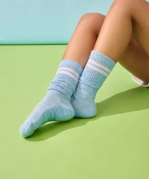 Pilates Project x Cheerleader Scrunch Non Slip Grip Socks - Baby Blue