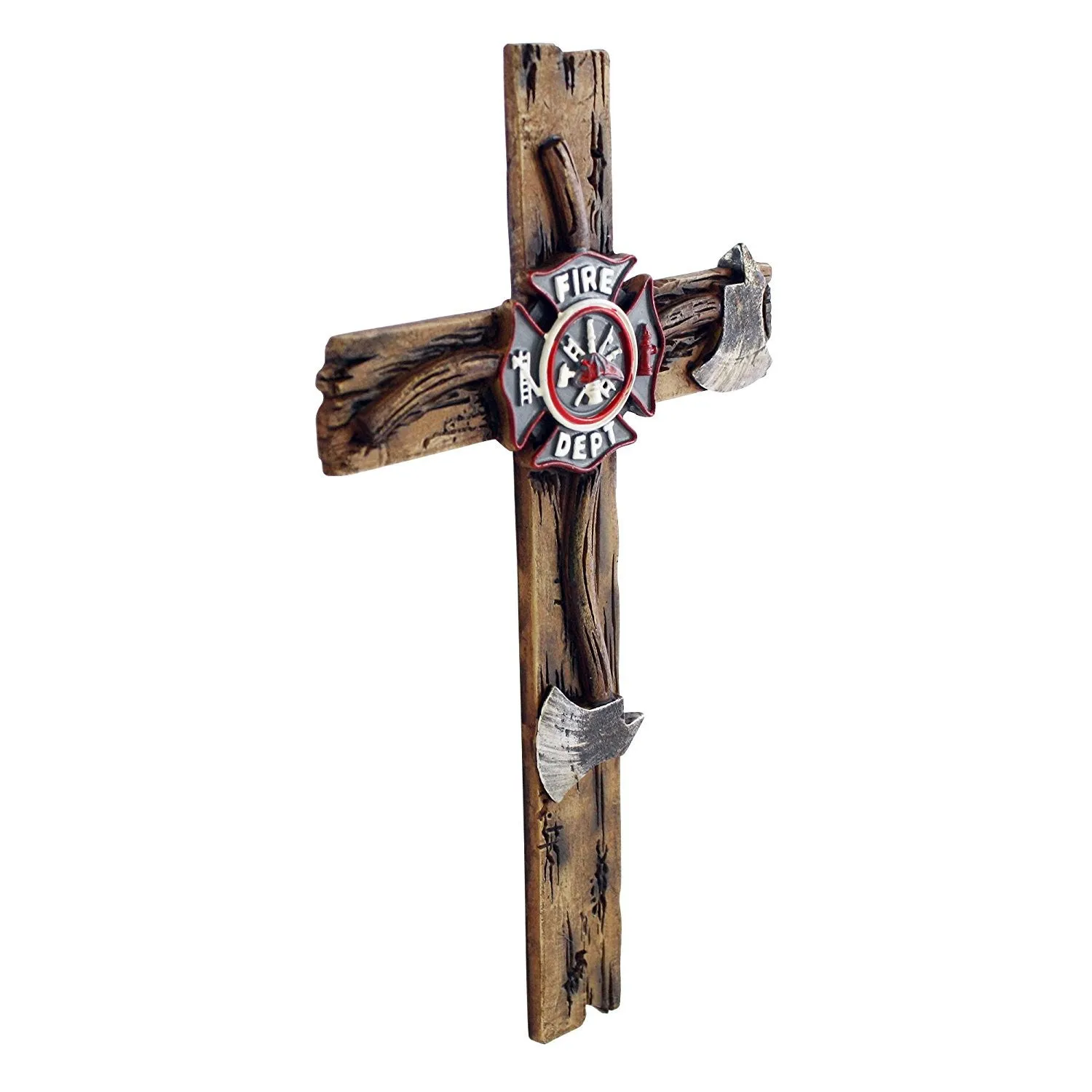Pine Ridge 10" Fireman Axe Wall Hanging Cross Beautiful Fire Department Emblem Centerpiece - Great For Home, Garage, Shop, and Local Fire Station Decor Hero Series