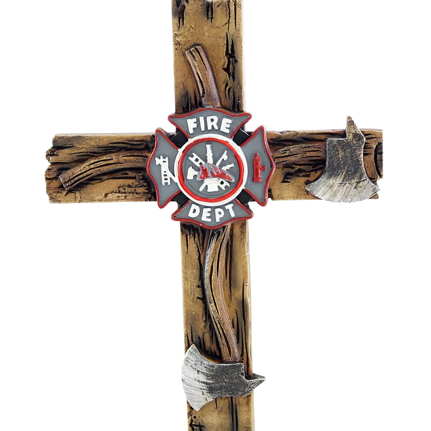 Pine Ridge 10" Fireman Axe Wall Hanging Cross Beautiful Fire Department Emblem Centerpiece - Great For Home, Garage, Shop, and Local Fire Station Decor Hero Series