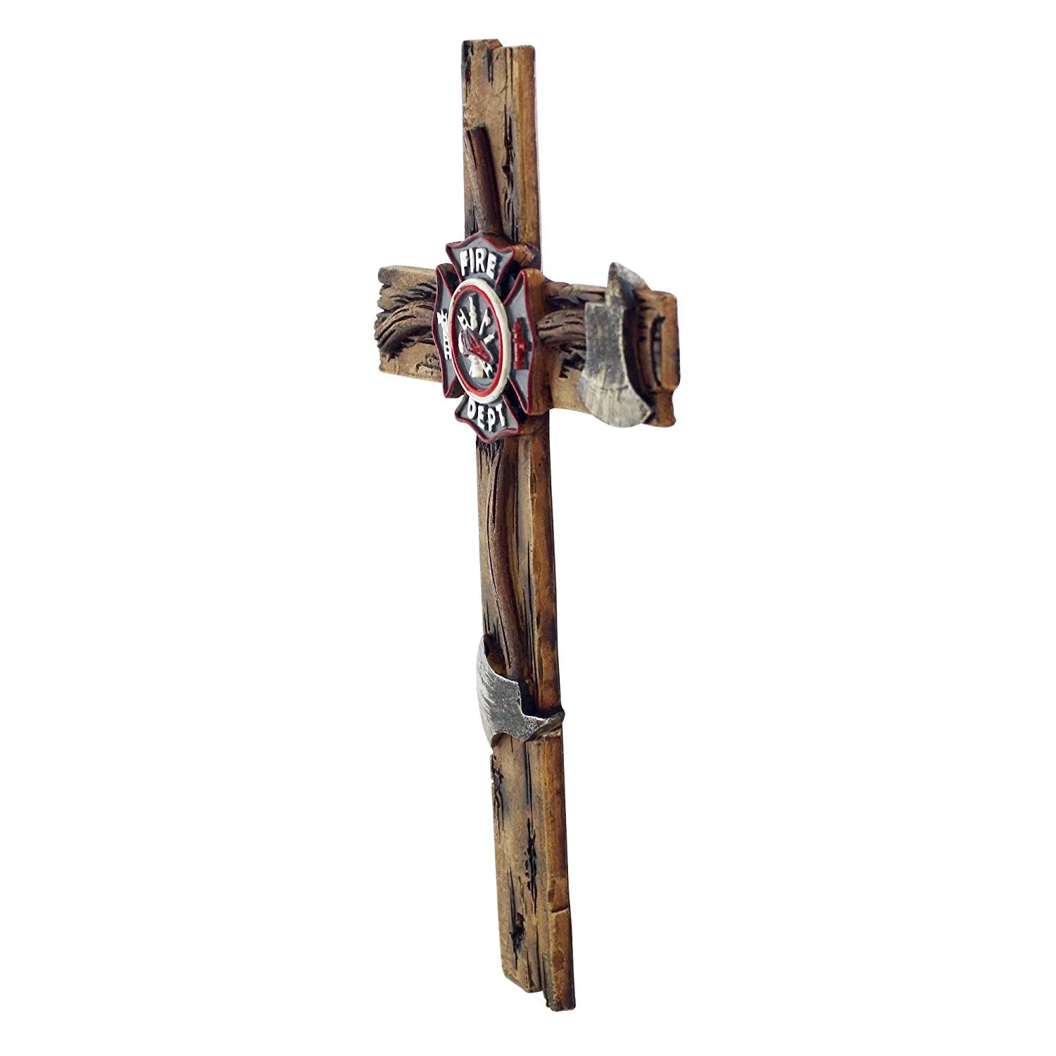 Pine Ridge 10" Fireman Axe Wall Hanging Cross Beautiful Fire Department Emblem Centerpiece - Great For Home, Garage, Shop, and Local Fire Station Decor Hero Series