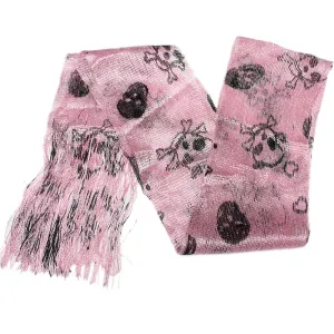 Pink Lightweight 3 in 1 Toxic Skull Sheer Scarf