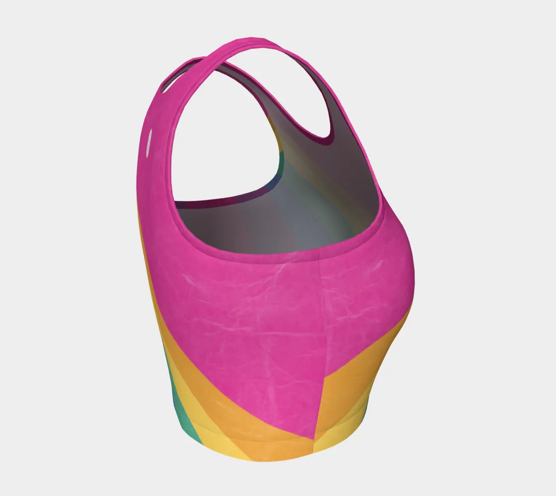 Pink Rainbow Color Block Top